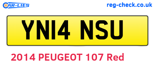 YN14NSU are the vehicle registration plates.