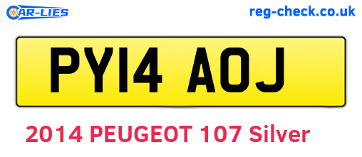 PY14AOJ are the vehicle registration plates.