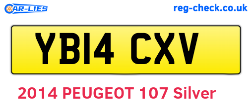 YB14CXV are the vehicle registration plates.