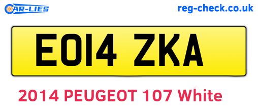 EO14ZKA are the vehicle registration plates.
