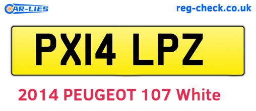 PX14LPZ are the vehicle registration plates.