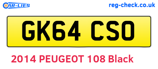 GK64CSO are the vehicle registration plates.
