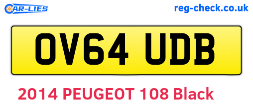 OV64UDB are the vehicle registration plates.