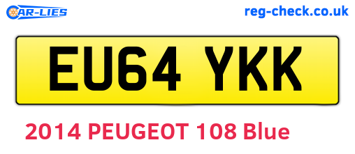 EU64YKK are the vehicle registration plates.