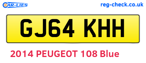 GJ64KHH are the vehicle registration plates.