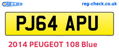 PJ64APU are the vehicle registration plates.