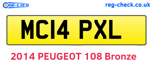 MC14PXL are the vehicle registration plates.