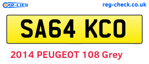 SA64KCO are the vehicle registration plates.