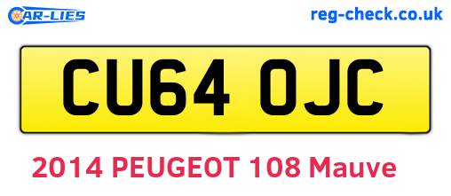CU64OJC are the vehicle registration plates.