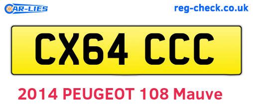 CX64CCC are the vehicle registration plates.