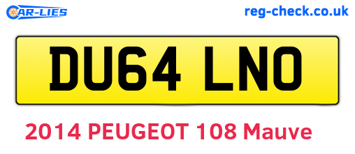 DU64LNO are the vehicle registration plates.