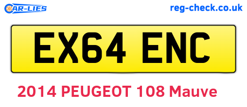 EX64ENC are the vehicle registration plates.