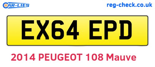EX64EPD are the vehicle registration plates.