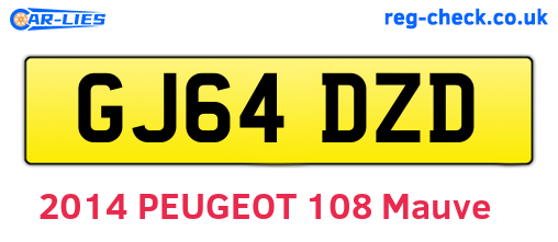 GJ64DZD are the vehicle registration plates.