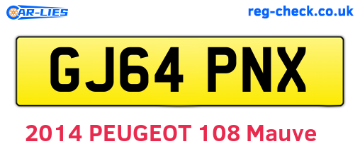 GJ64PNX are the vehicle registration plates.