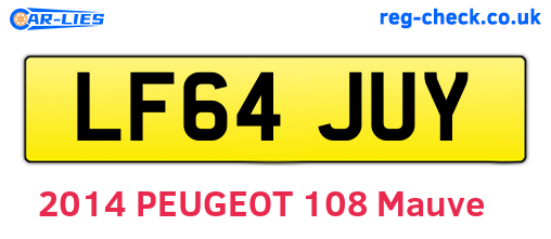 LF64JUY are the vehicle registration plates.