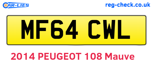 MF64CWL are the vehicle registration plates.