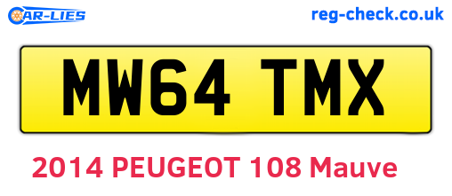 MW64TMX are the vehicle registration plates.