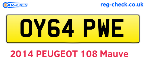 OY64PWE are the vehicle registration plates.