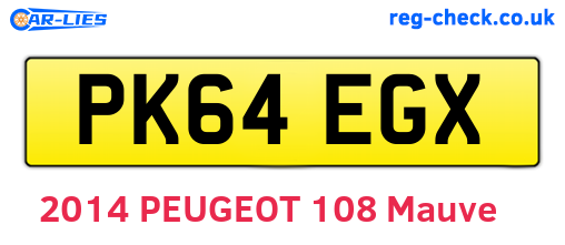 PK64EGX are the vehicle registration plates.