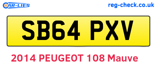 SB64PXV are the vehicle registration plates.