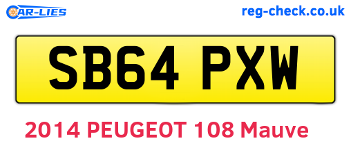 SB64PXW are the vehicle registration plates.