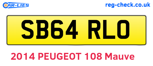 SB64RLO are the vehicle registration plates.