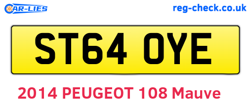 ST64OYE are the vehicle registration plates.