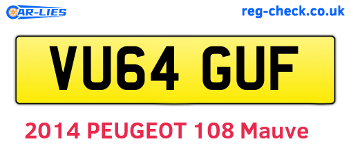 VU64GUF are the vehicle registration plates.