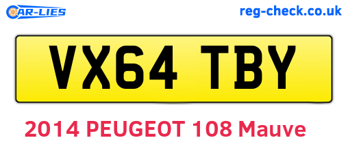 VX64TBY are the vehicle registration plates.