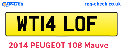 WT14LOF are the vehicle registration plates.