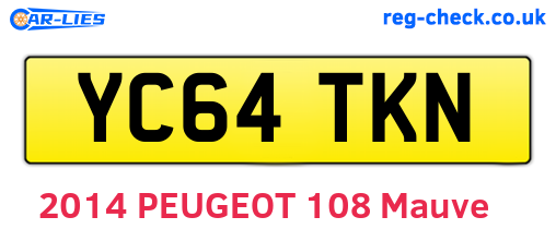 YC64TKN are the vehicle registration plates.