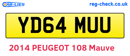 YD64MUU are the vehicle registration plates.
