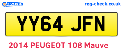 YY64JFN are the vehicle registration plates.