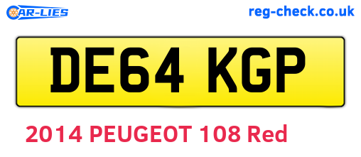 DE64KGP are the vehicle registration plates.