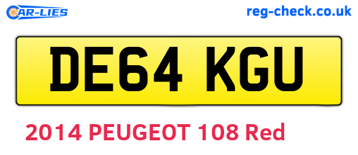DE64KGU are the vehicle registration plates.
