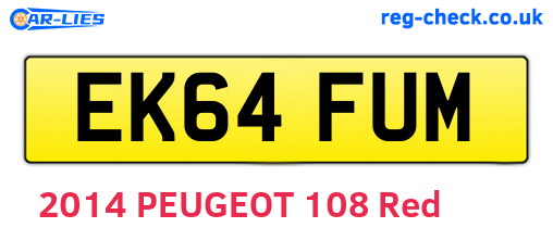 EK64FUM are the vehicle registration plates.