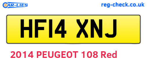HF14XNJ are the vehicle registration plates.