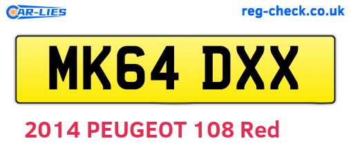 MK64DXX are the vehicle registration plates.