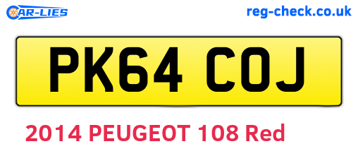PK64COJ are the vehicle registration plates.