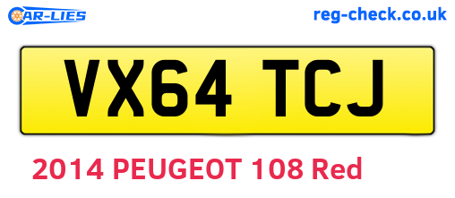 VX64TCJ are the vehicle registration plates.