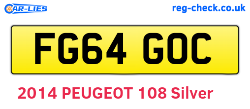 FG64GOC are the vehicle registration plates.