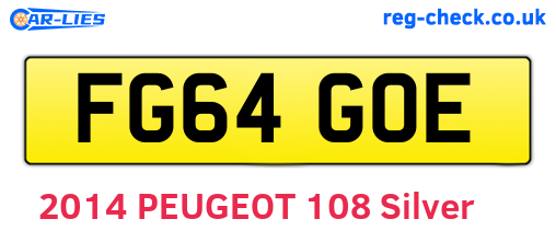FG64GOE are the vehicle registration plates.