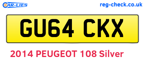 GU64CKX are the vehicle registration plates.