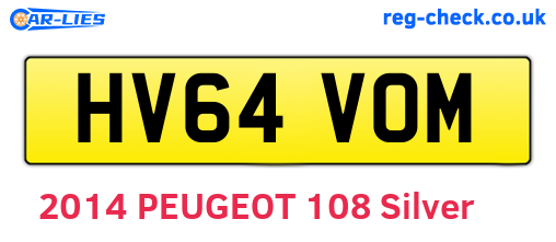 HV64VOM are the vehicle registration plates.