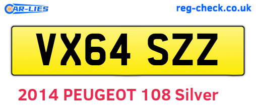 VX64SZZ are the vehicle registration plates.