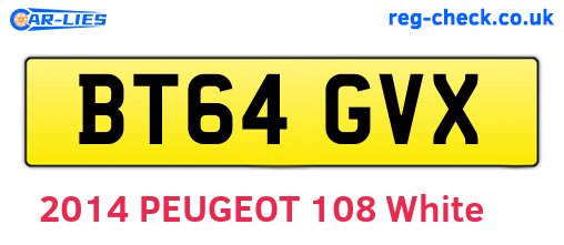 BT64GVX are the vehicle registration plates.