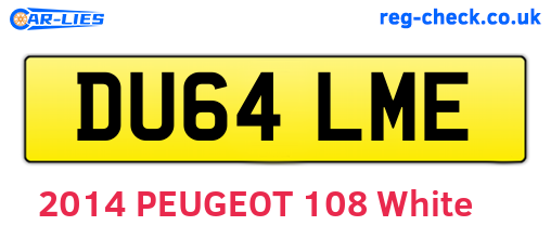 DU64LME are the vehicle registration plates.