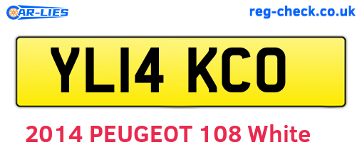 YL14KCO are the vehicle registration plates.