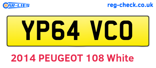 YP64VCO are the vehicle registration plates.